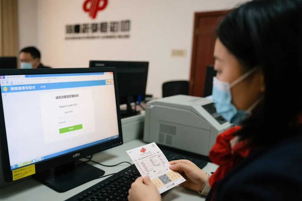 工作人员现场核验中奖彩票流程